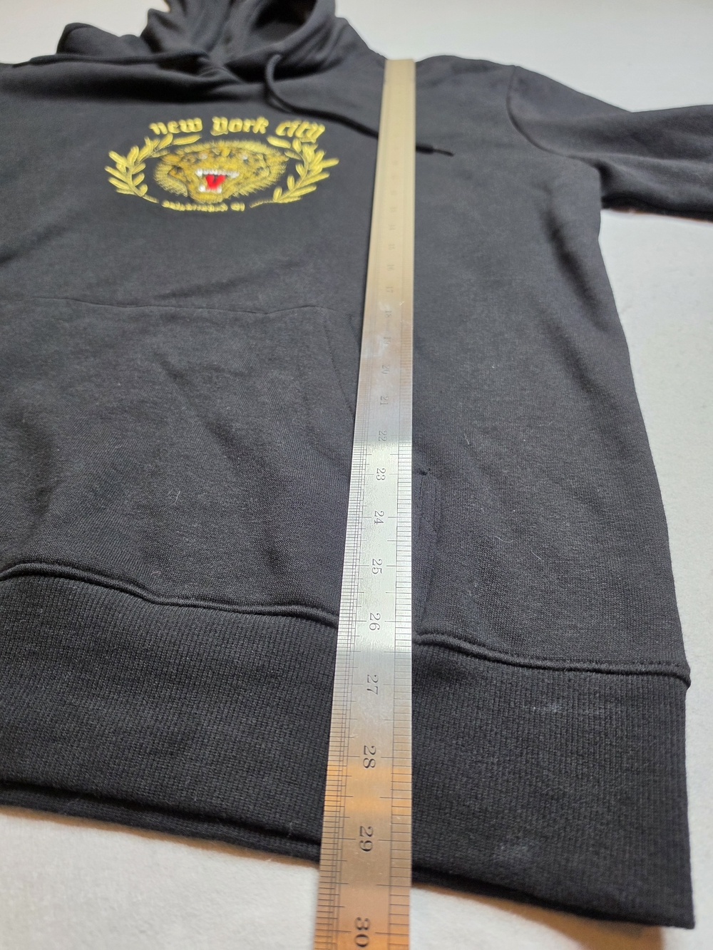 Divided H&M‎ Black Hoodie with Gold Embroidered Tiger and Red Accent Large - Picture 6 of 9